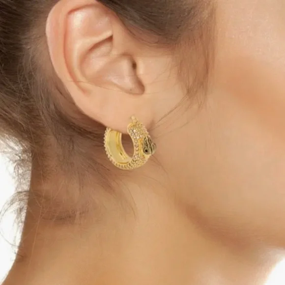 Kurt Geiger London NWT Pavé Gold Eagle Bohemian Hoop Huge Earrings (J128) - Picture 5 of 7